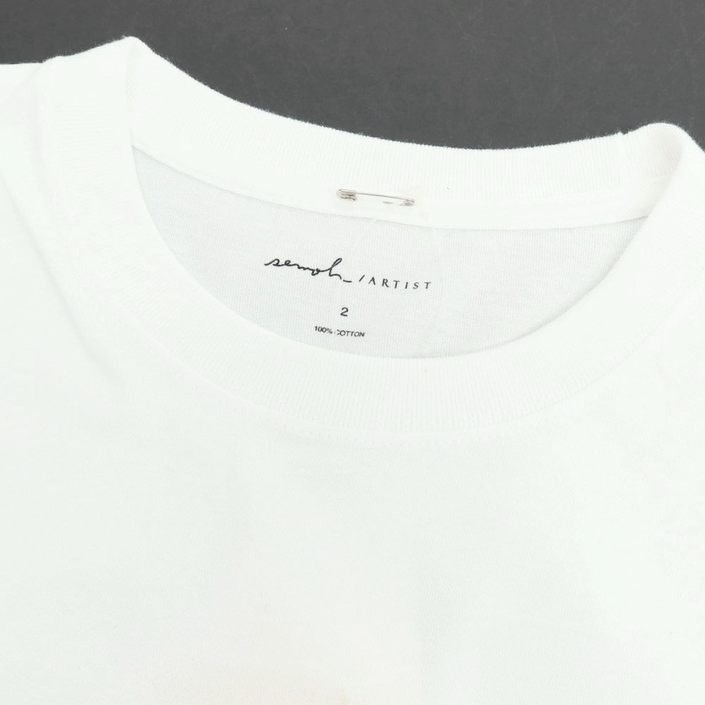 【中古】セモー semoh クルーネック プリント 半袖Ｔシャツ ホワイト【サイズ2】【 状態ランクA 】【 メンズ 】[EPD]