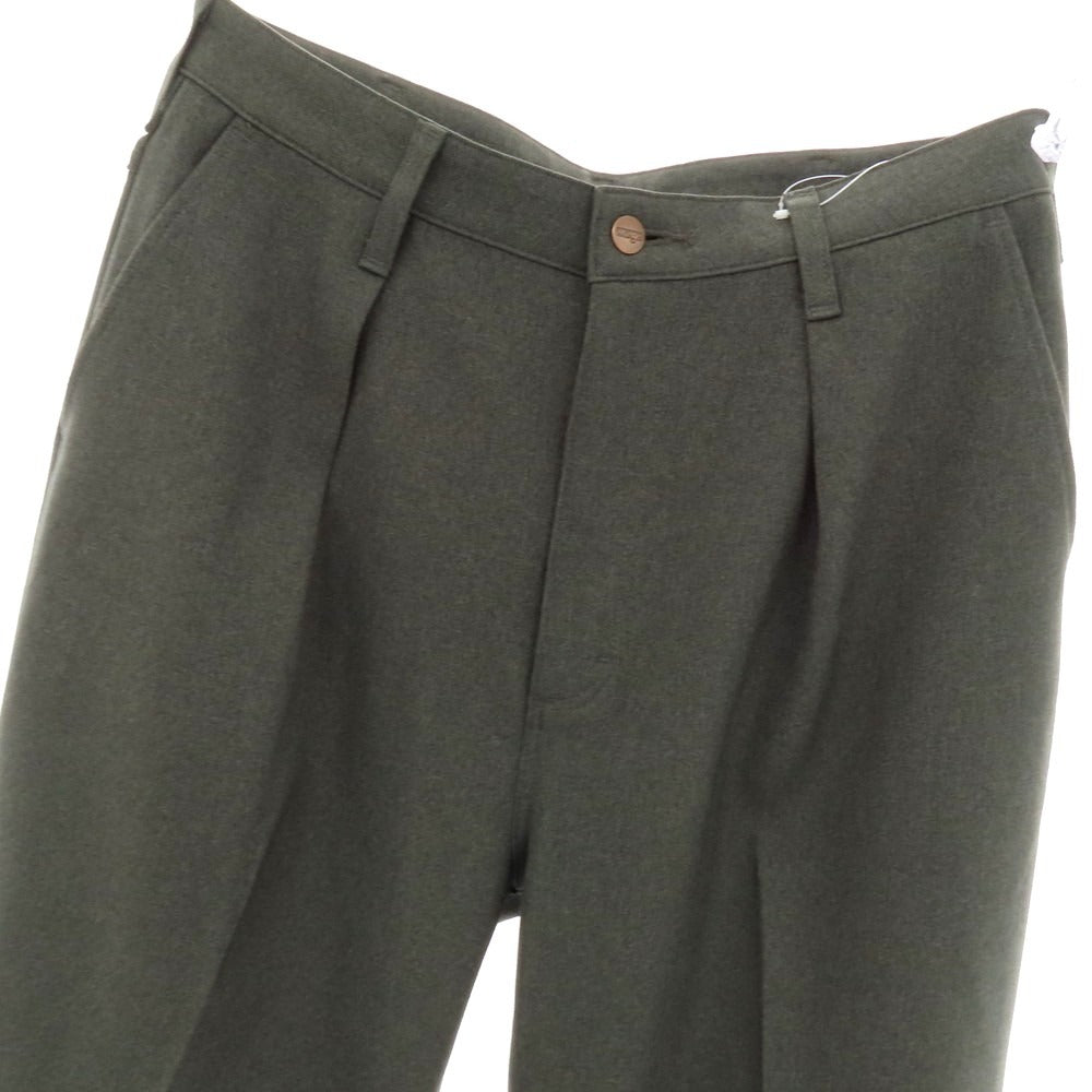 【中古】ラングラー Wrangler ポリエステル系 ワイドセミフレア カジュアルスラックスパンツ グリーングレー系【 表記なし（L位） 】【 状態ランクA 】【 メンズ 】