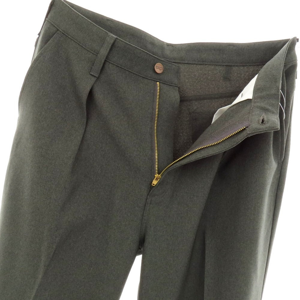 【中古】ラングラー Wrangler ポリエステル系 ワイドセミフレア カジュアルスラックスパンツ グリーングレー系【 表記なし（L位） 】【 状態ランクA 】【 メンズ 】