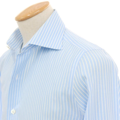 【中古】フィナモレ Finamore コットン ストライプ セミワイドカラー ドレスシャツ ブルーxホワイト【サイズ38】【 状態ランクC 】【 メンズ 】