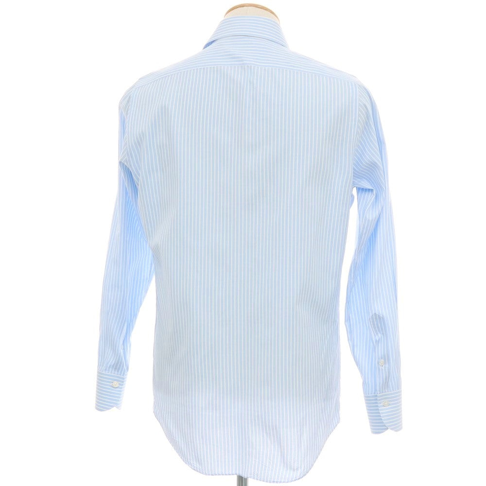 【中古】フィナモレ Finamore コットン ストライプ セミワイドカラー ドレスシャツ ブルーxホワイト【サイズ38】【 状態ランクC 】【 メンズ 】