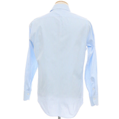 【中古】フィナモレ Finamore コットン ストライプ セミワイドカラー ドレスシャツ ブルーxホワイト【サイズ38】【 状態ランクC 】【 メンズ 】