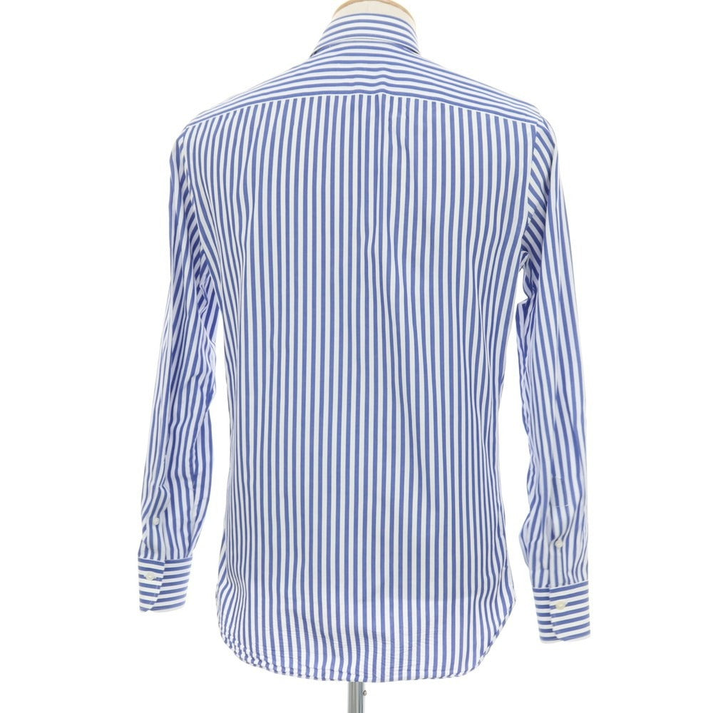 【中古】ボリエッロ BORRIELLO コットン ストライプ ワイドカラー ドレスシャツ ネイビーxホワイト【サイズ38】【 状態ランクC 】【 メンズ 】