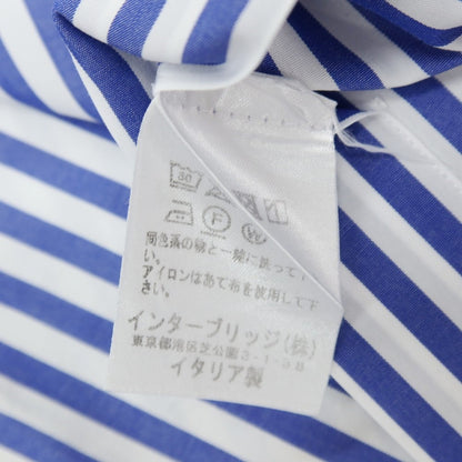 【中古】ボリエッロ BORRIELLO コットン ストライプ ワイドカラー ドレスシャツ ネイビーxホワイト【サイズ38】【 状態ランクC 】【 メンズ 】