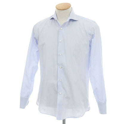 【中古】マリアサンタンジェロ Maria Santangelo コットン ストライプ ワイドカラー ドレスシャツ ブルーxホワイト【サイズ38】【 状態ランクC 】【 メンズ 】