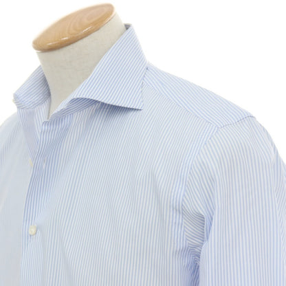 【中古】マリアサンタンジェロ Maria Santangelo コットン ストライプ ワイドカラー ドレスシャツ ブルーxホワイト【サイズ38】【 状態ランクC 】【 メンズ 】