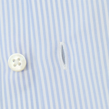 【中古】マリアサンタンジェロ Maria Santangelo コットン ストライプ ワイドカラー ドレスシャツ ブルーxホワイト【サイズ38】【 状態ランクC 】【 メンズ 】