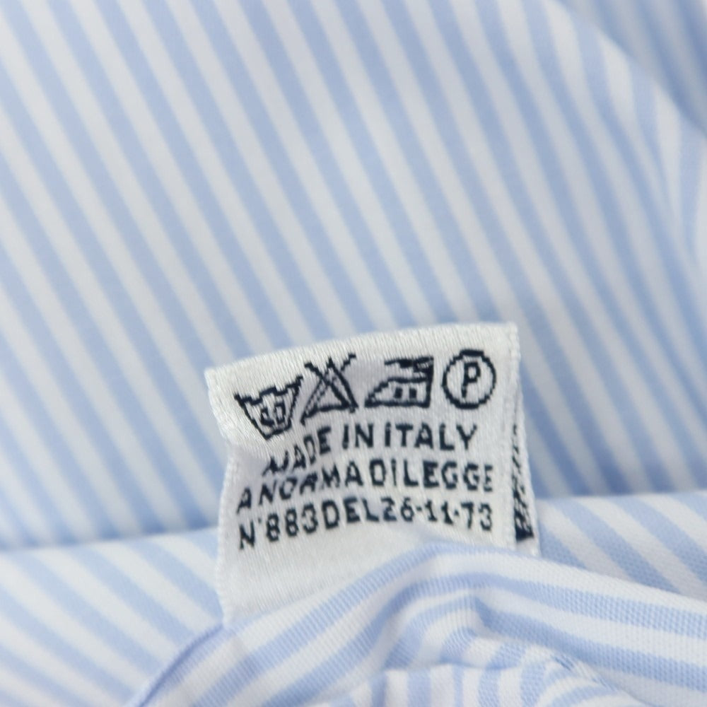 【中古】マリアサンタンジェロ Maria Santangelo コットン ストライプ ワイドカラー ドレスシャツ ブルーxホワイト【サイズ38】【 状態ランクC 】【 メンズ 】