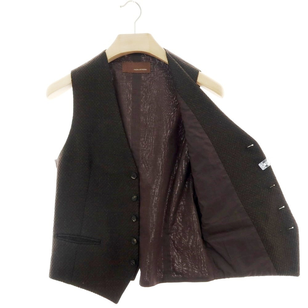 【中古】タリアトーレ TAGLIATORE BRIAN/F ウールポリウレタン カジュアル系ジレ ベスト ブラウン【 サイズ44 】【 状態ランクB 】【 メンズ 】 [APD]