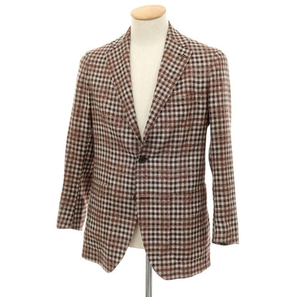 【中古】タリアトーレ TAGLIATORE ウールシルクリネン チェック カジュアルジャケット ブラウン【サイズ44】【 状態ランクC 】【 メンズ 】