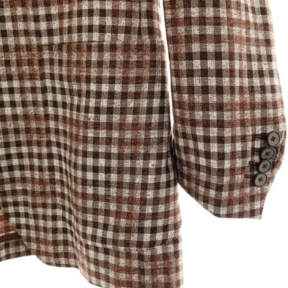 【中古】タリアトーレ TAGLIATORE ウールシルクリネン チェック カジュアルジャケット ブラウン【サイズ44】【 状態ランクC 】【 メンズ 】