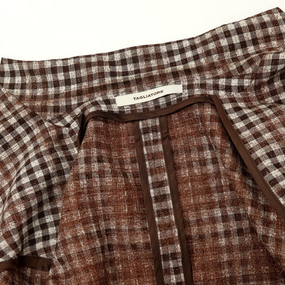 【中古】タリアトーレ TAGLIATORE ウールシルクリネン チェック カジュアルジャケット ブラウン【サイズ44】【 状態ランクC 】【 メンズ 】