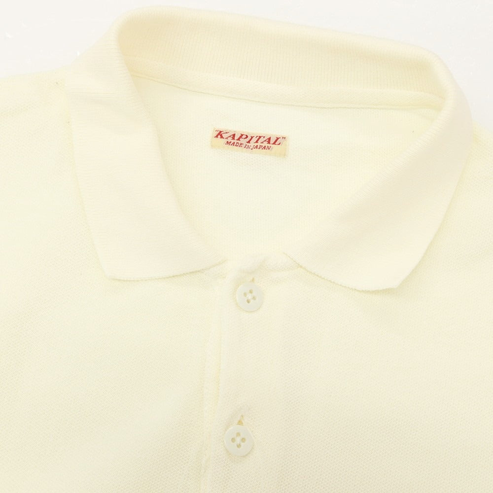 【中古】キャピタル KAPITAL ドライ鹿の子 コットン 半袖ポロシャツ クリーム【サイズ2】【 状態ランクB 】【 メンズ 】