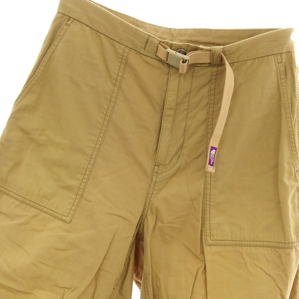 【中古】ザノースフェイスパープルレーベル THE NORTH FACE PURPLE LABEL リップストップ コットンナイロン ワイドクロップドパンツ ベージュ【サイズ30】【 状態ランクB 】【 メンズ 】