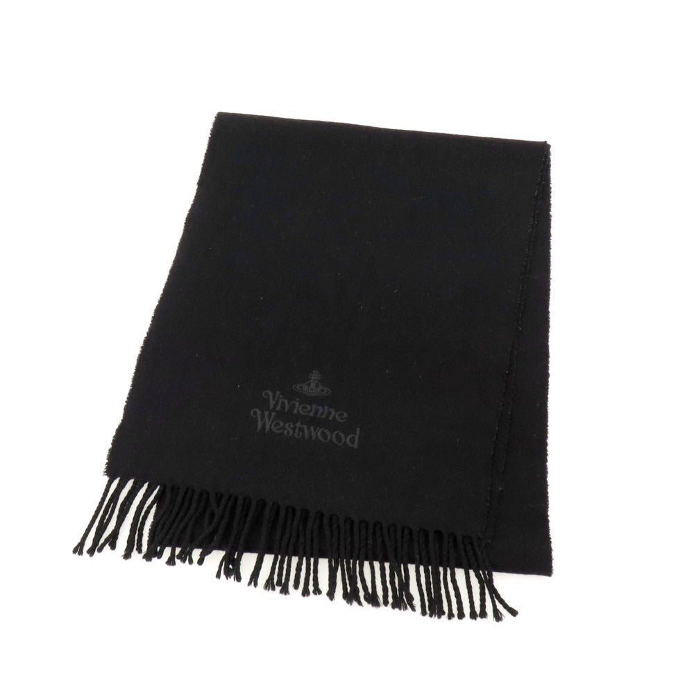 【中古】ヴィヴィアンウエストウッド Vivienne Westwood ウール マフラー ブラック【 状態ランクB 】【 ユニセックス 】