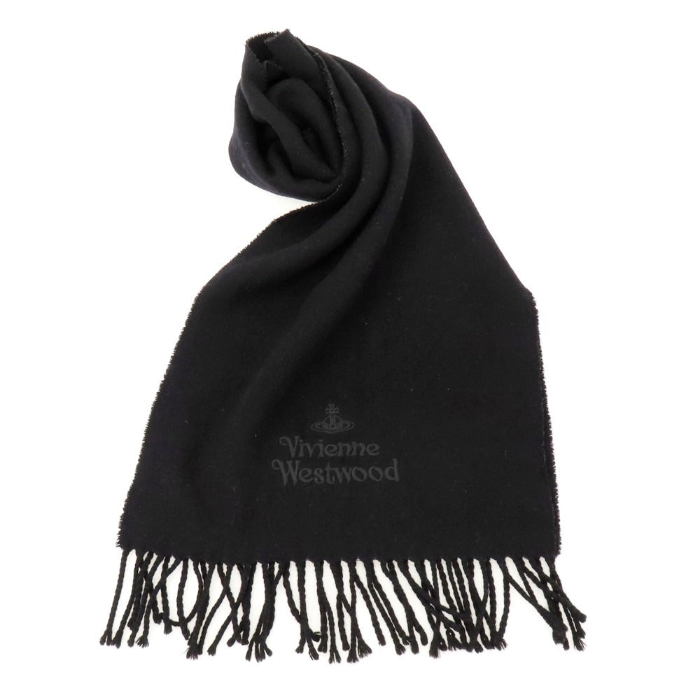 【中古】ヴィヴィアンウエストウッド Vivienne Westwood ウール マフラー ブラック【 状態ランクB 】【 ユニセックス 】
