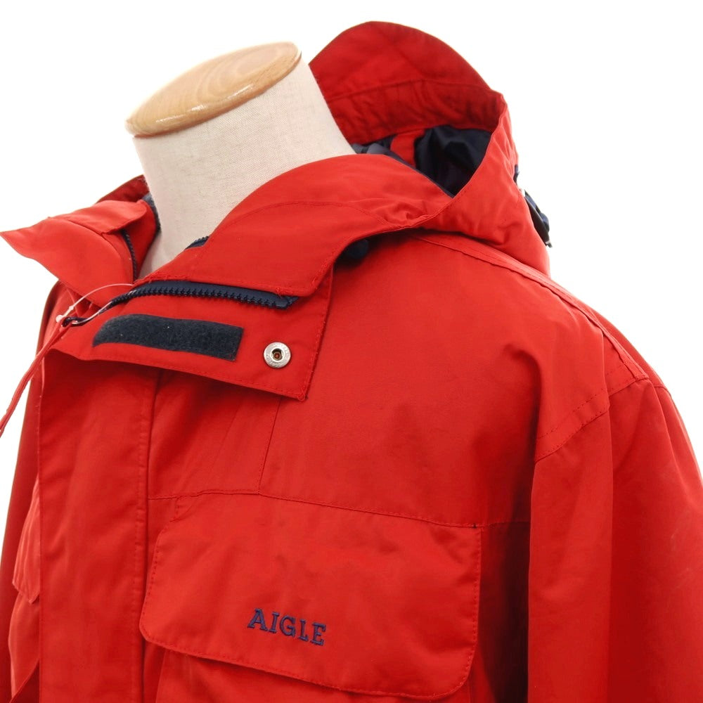 【中古】エーグル AIGLE ポリエステル フーデッドコート レッド【サイズS】【 状態ランクC 】【 メンズ 】