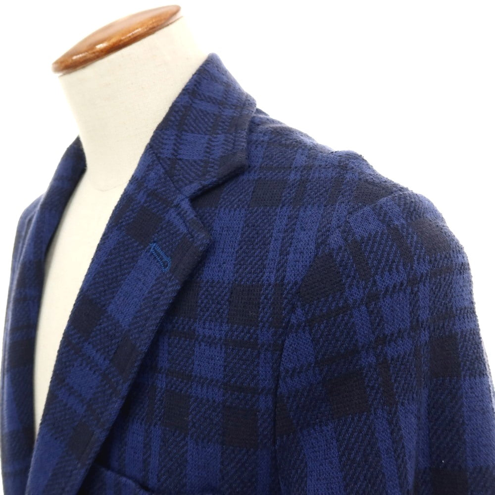 【中古】トゥモローランド TOMORROWLAND コットンナイロン ジャージー チェック 3B カジュアルジャケット ライトネイビー【サイズM】【 状態ランクC 】【 メンズ 】