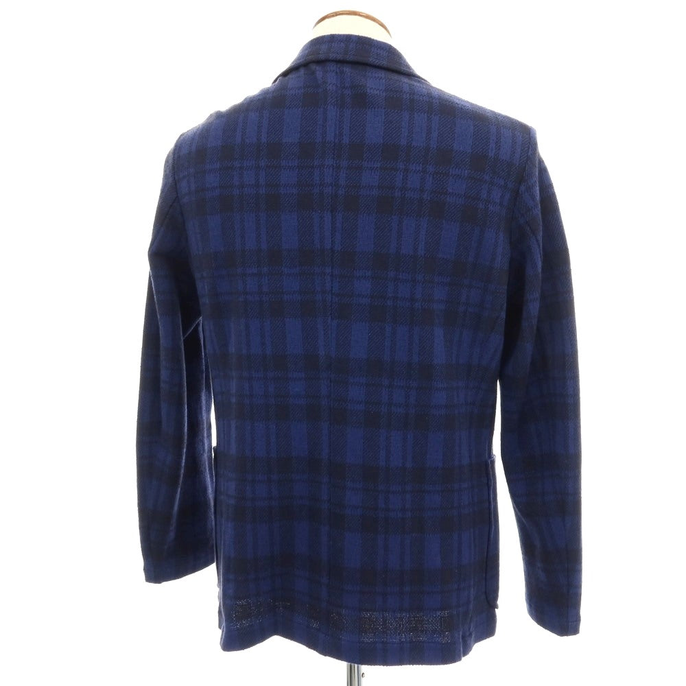 【中古】トゥモローランド TOMORROWLAND コットンナイロン ジャージー チェック 3B カジュアルジャケット ライトネイビー【サイズM】【 状態ランクC 】【 メンズ 】