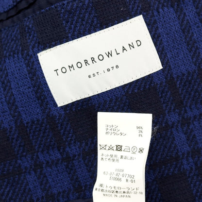 【中古】トゥモローランド TOMORROWLAND コットンナイロン ジャージー チェック 3B カジュアルジャケット ライトネイビー【サイズM】【 状態ランクC 】【 メンズ 】