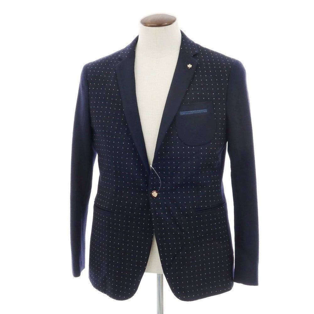 【中古】ボリーニ Bollini ウールポリエステル 1つボタン テーラードジャケット ダークネイビー【 50 】【 状態ランクB 】【 メンズ 】