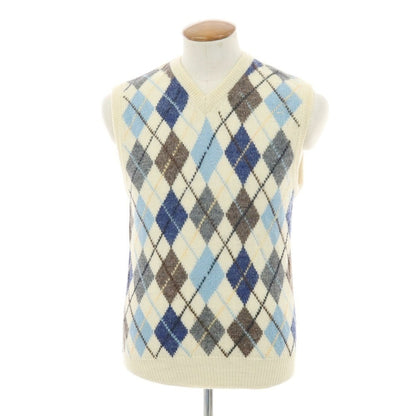 【中古】ジム gim ウール アーガイル柄 ニットベスト アイボリーxマルチカラー【 M 】【 状態ランクB 】【 メンズ 】