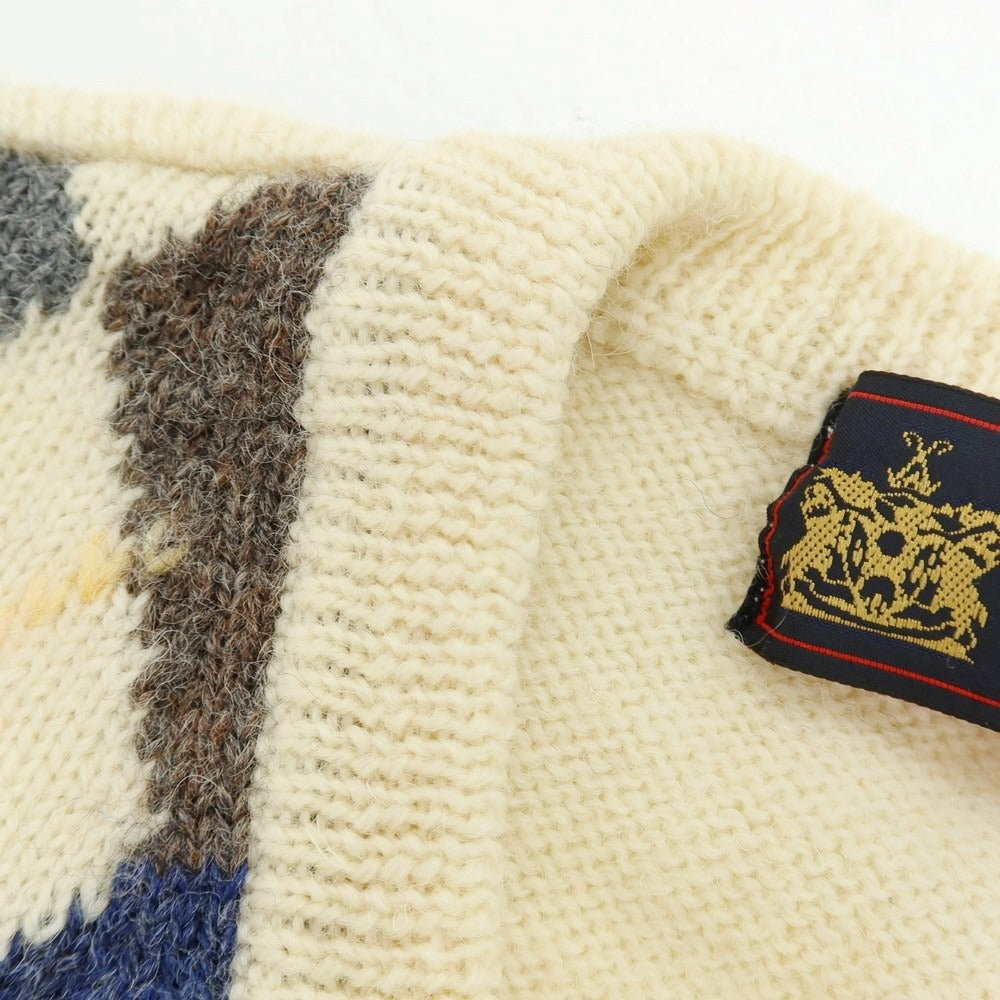 【中古】ジム gim ウール アーガイル柄 ニットベスト アイボリーxマルチカラー【 M 】【 状態ランクB 】【 メンズ 】