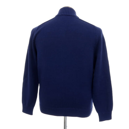 【中古】ランズエンド Lands End コットン スタンドカラー ジップアップ カーディガン ネイビーxマルチカラー【サイズL】【 状態ランクB 】【 メンズ 】