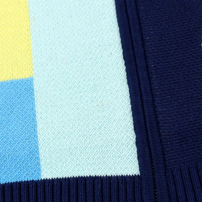 【中古】ランズエンド Lands End コットン スタンドカラー ジップアップ カーディガン ネイビーxマルチカラー【サイズL】【 状態ランクB 】【 メンズ 】