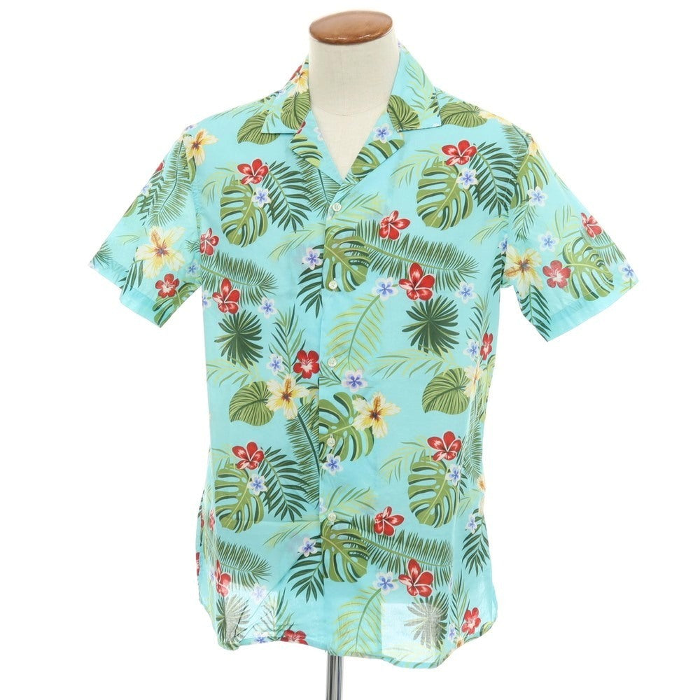 【中古】アルテア Altea コットン ボタニカル柄 プリント オープンカラー 半袖アロハシャツ ライトブルー【サイズM】【 状態ランクB 】【 メンズ 】