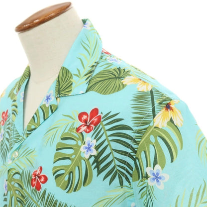 【中古】アルテア Altea コットン ボタニカル柄 プリント オープンカラー 半袖アロハシャツ ライトブルー【サイズM】【 状態ランクB 】【 メンズ 】