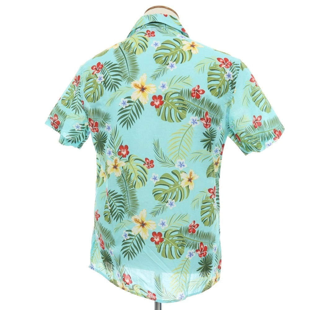 【中古】アルテア Altea コットン ボタニカル柄 プリント オープンカラー 半袖アロハシャツ ライトブルー【サイズM】【 状態ランクB 】【 メンズ 】