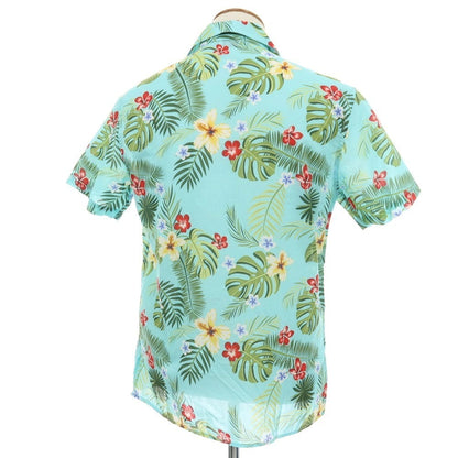 【中古】アルテア Altea コットン ボタニカル柄 プリント オープンカラー 半袖アロハシャツ ライトブルー【サイズM】【 状態ランクB 】【 メンズ 】