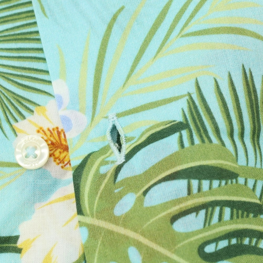 【中古】アルテア Altea コットン ボタニカル柄 プリント オープンカラー 半袖アロハシャツ ライトブルー【サイズM】【 状態ランクB 】【 メンズ 】