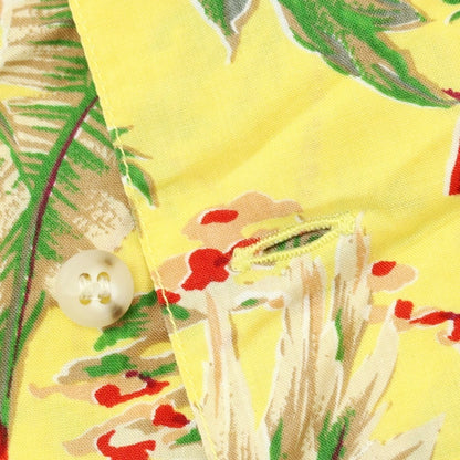 【中古】パパス PAPAS コットン トロピカル柄 プリント オープンカラー 半袖アロハシャツ イエロー【サイズL】【 状態ランクB 】【 メンズ 】