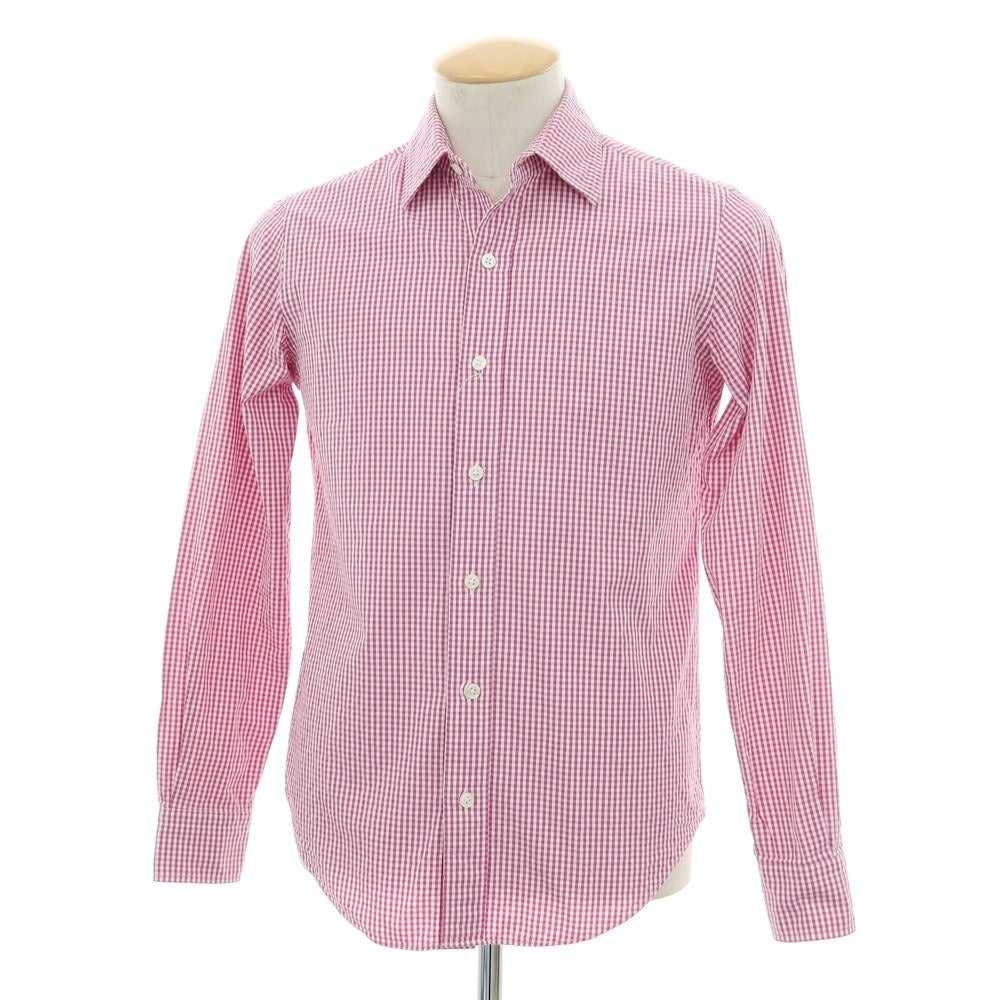 【中古】トゥモローランド TOMORROWLAND コットン ギンガムチェック カジュアルシャツ ピンクxホワイト【 S 】【 状態ランクB 】【 メンズ 】