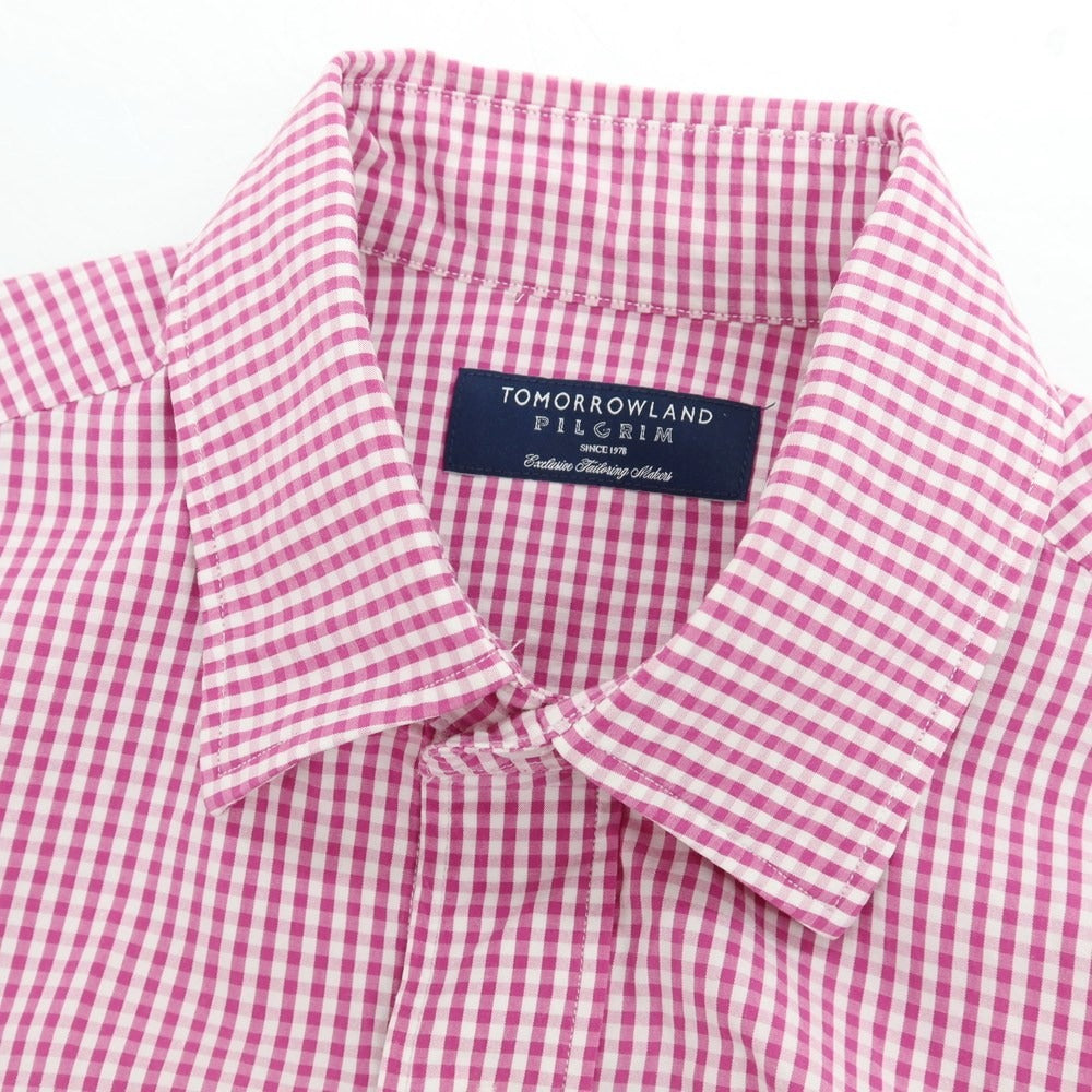 【中古】トゥモローランド TOMORROWLAND コットン ギンガムチェック カジュアルシャツ ピンクxホワイト【 S 】【 状態ランクB 】【 メンズ 】