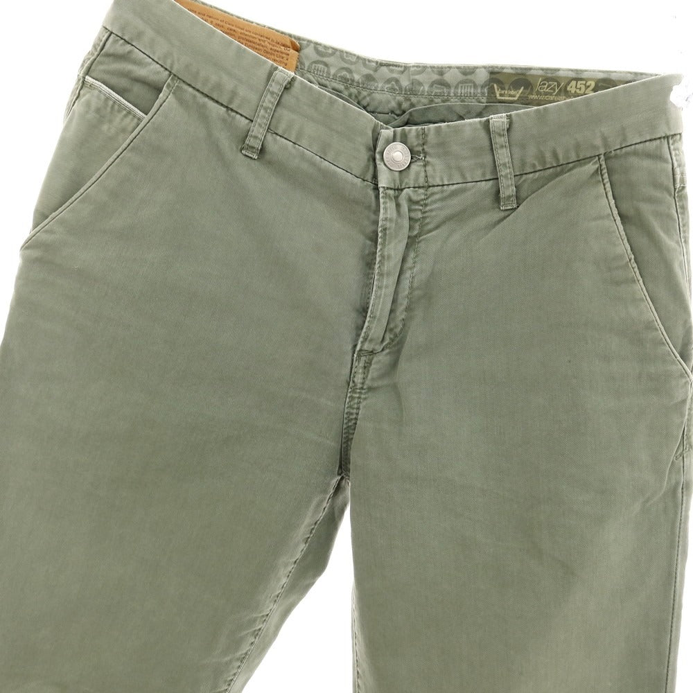 【中古】ケアレーベル Care label コットン カジュアルスラックスパンツ オリーブ【サイズ30】【 状態ランクC 】【 メンズ 】