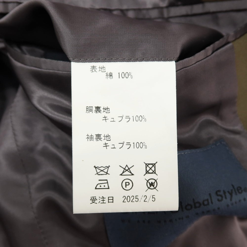 【中古】グローバルスタイル GLOBAL STYLE コットン 玉虫 ステンカラーコート オリーブ系【サイズ表記なし（M位）】【 状態ランクB 】【 メンズ 】[CPD]