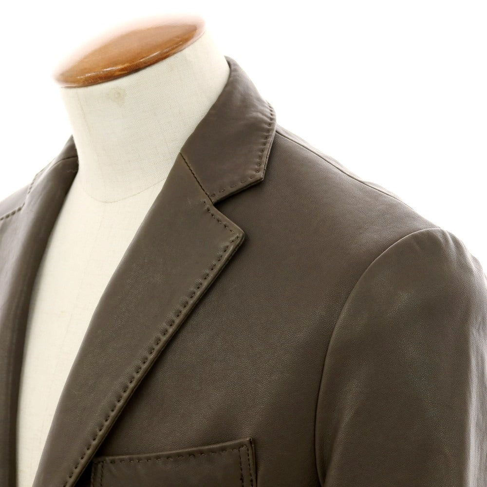 【中古】【未使用】ジョセフアブード JOSEPH ABBOUD シープレザー 2B カジュアルジャケット カーキブラウン【 M 】【 状態ランクS 】【 メンズ 】