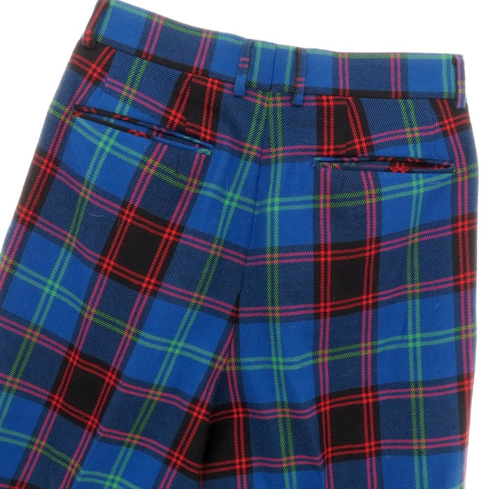 【中古】ニート NEAT ウール チェック カジュアルスラックスパンツ ブルーxレッド【 46 】【 状態ランクB 】【 メンズ 】