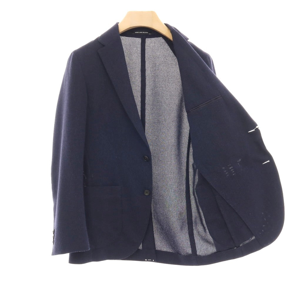 【中古】グリーンレーベルリラクシング green label relaxing ECOPET ポリエステル 2B テーラードジャケット ネイビー【サイズ44】【 状態ランクC 】【 メンズ 】