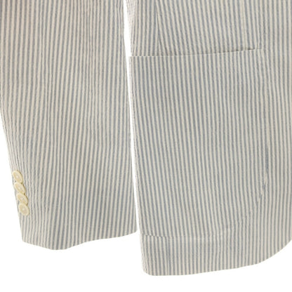 【中古】グリーンレーベルリラクシング green label relaxing ストレッチ コットン シアサッカー ストライプ 3B テーラードジャケット ブルーxホワイト【サイズ44】【 状態ランクC 】【 メンズ 】