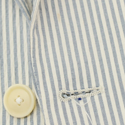 【中古】グリーンレーベルリラクシング green label relaxing ストレッチ コットン シアサッカー ストライプ 3B テーラードジャケット ブルーxホワイト【サイズ44】【 状態ランクC 】【 メンズ 】