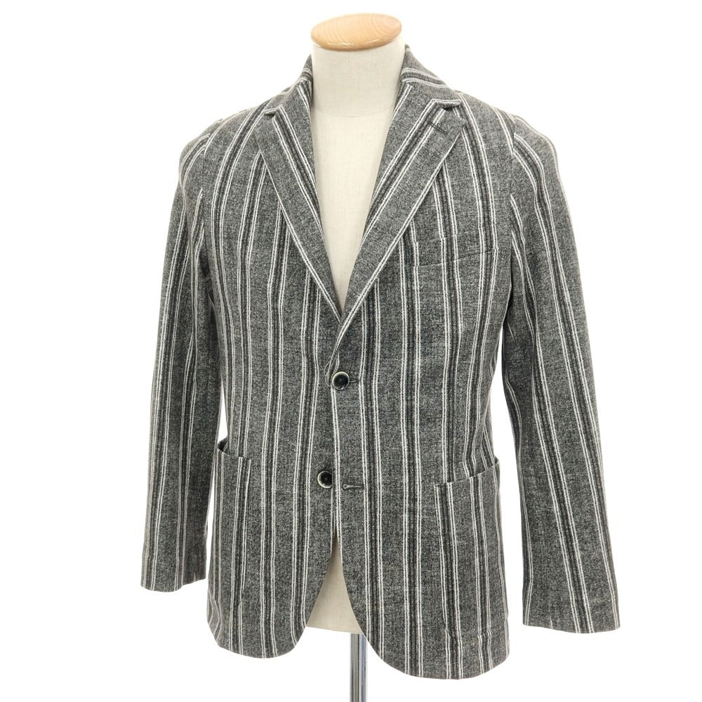 【中古】チルコロ1901 CIRCOLO 1901 コットン ジャージー ストライプ プリント 2B カジュアルジャケット グレーxホワイト【サイズ42】【 状態ランクB 】【 メンズ 】