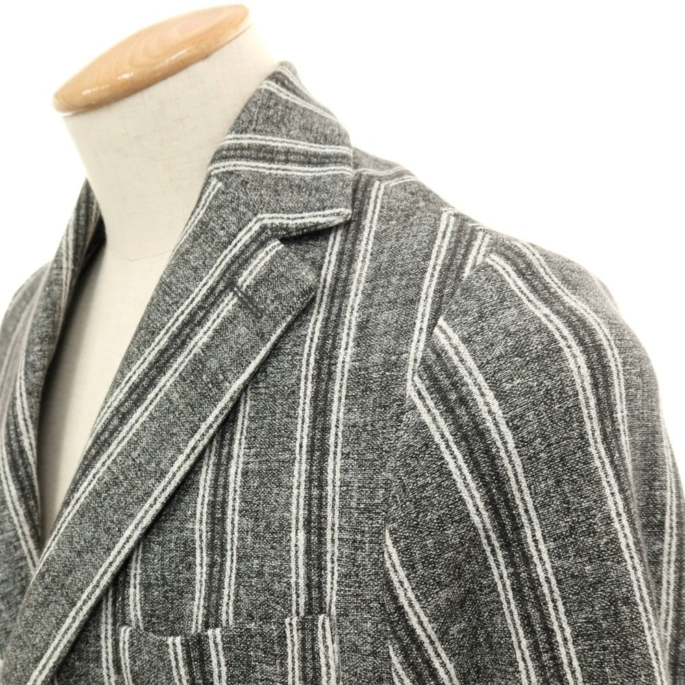 【中古】チルコロ1901 CIRCOLO 1901 コットン ジャージー ストライプ プリント 2B カジュアルジャケット グレーxホワイト【サイズ42】【 状態ランクB 】【 メンズ 】