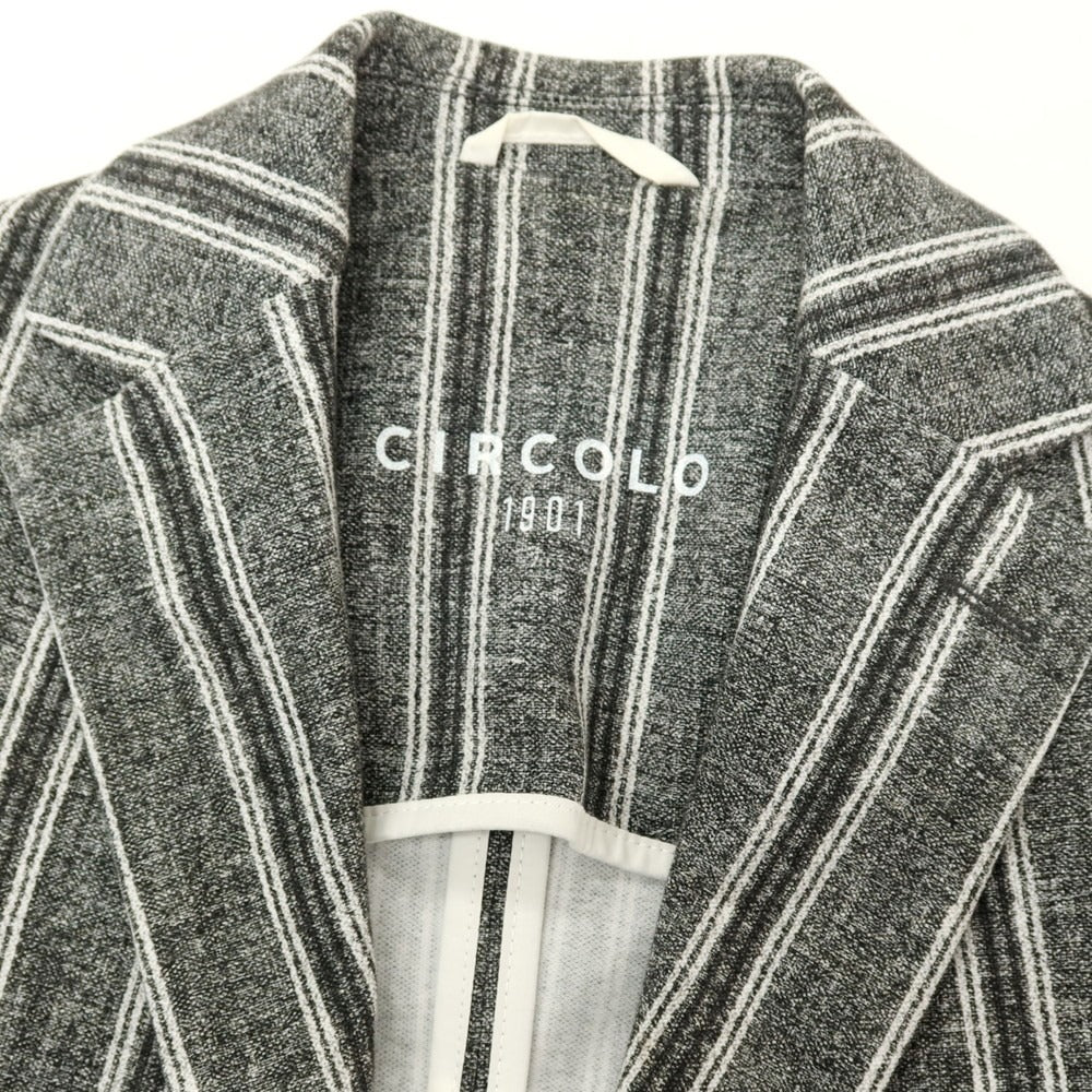 【中古】チルコロ1901 CIRCOLO 1901 コットン ジャージー ストライプ プリント 2B カジュアルジャケット グレーxホワイト【サイズ42】【 状態ランクB 】【 メンズ 】