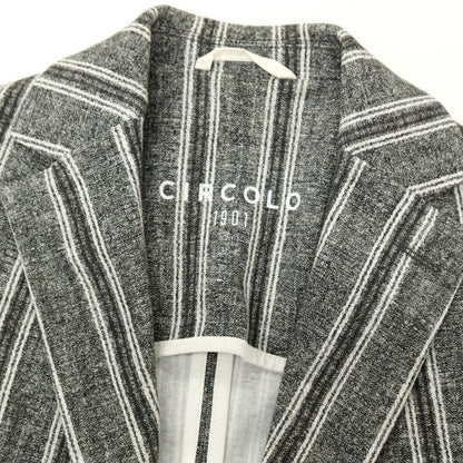 【中古】チルコロ1901 CIRCOLO 1901 コットン ジャージー ストライプ プリント 2B カジュアルジャケット グレーxホワイト【サイズ42】【 状態ランクB 】【 メンズ 】