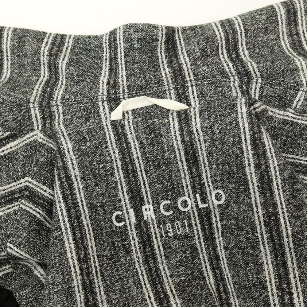 【中古】チルコロ1901 CIRCOLO 1901 コットン ジャージー ストライプ プリント 2B カジュアルジャケット グレーxホワイト【サイズ42】【 状態ランクB 】【 メンズ 】