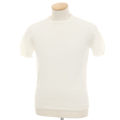 【中古】グランサッソ GRAN SASSO ハイゲージ フレッシュコットン クルーネック 半袖 プルオーバーニット ホワイト【サイズ44】【 状態ランクB 】【 メンズ 】